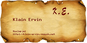 Klain Ervin névjegykártya